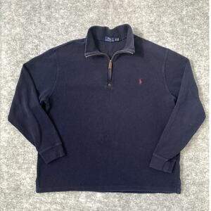 Polo Ralph Lauren Quarter Zip Pullover Mens XLT Sweater Ribbed blue